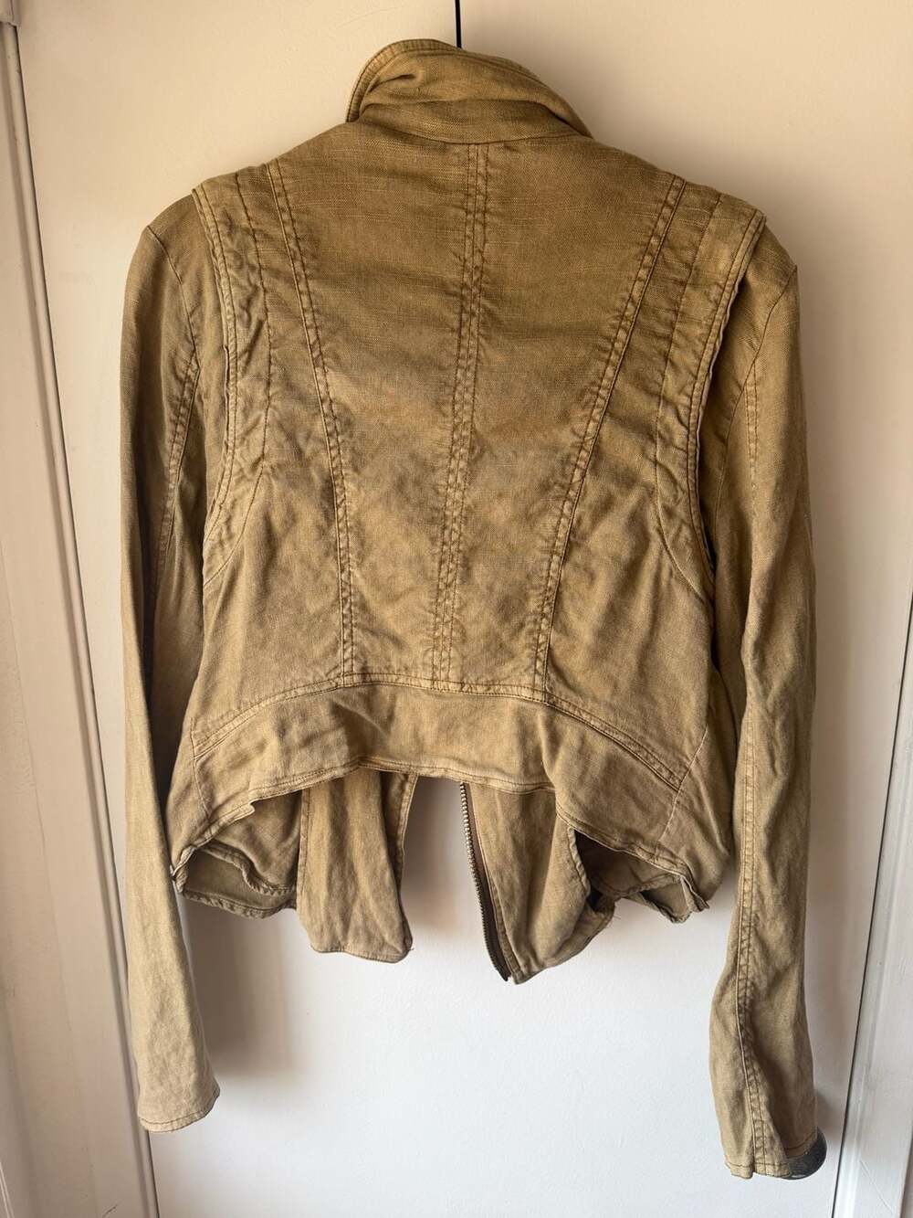 Free People Brown Cropped Utility Moto Zip-Up Jacket Size 10 - Picture 5 of 5